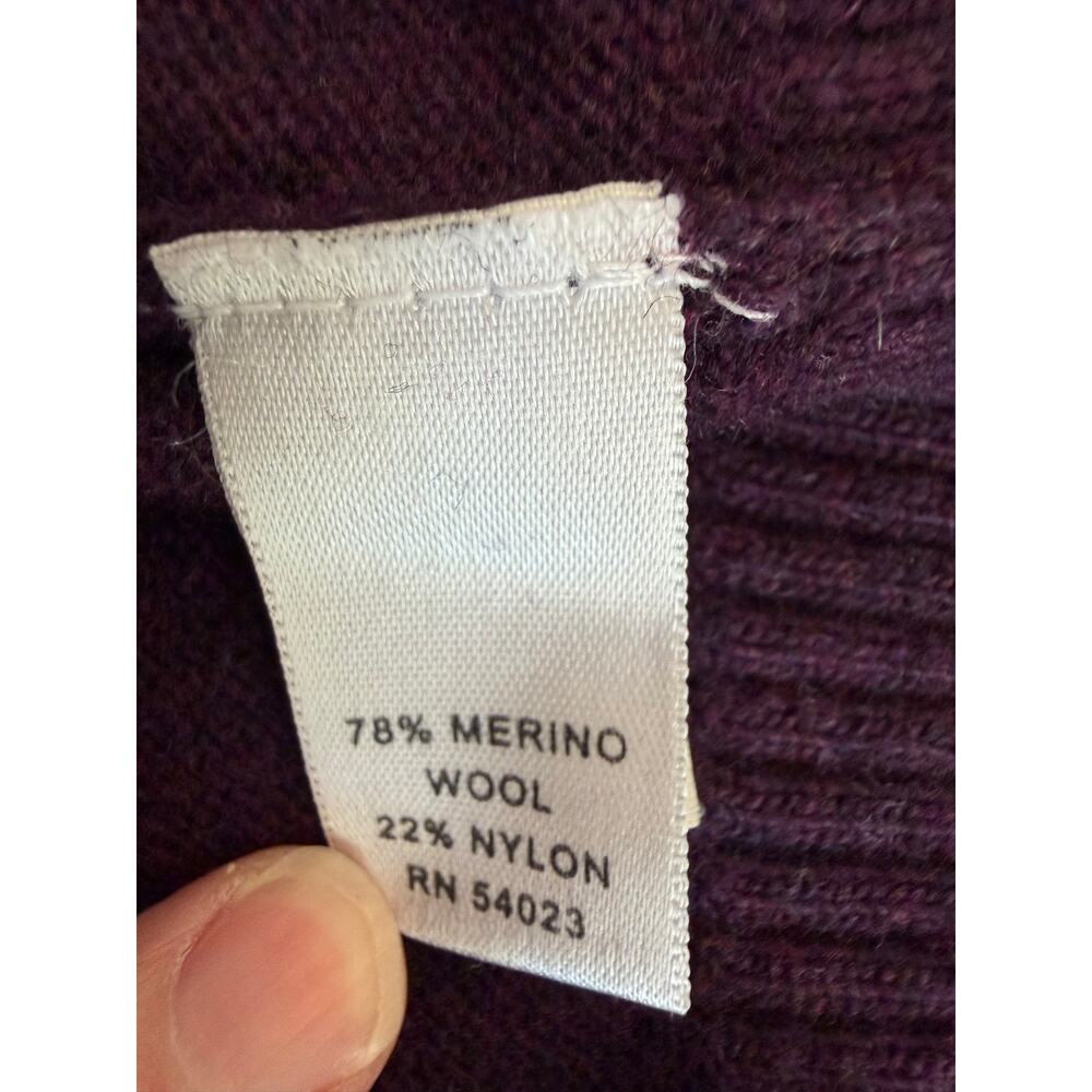 J.Crew Women’s Plum Merino Wool Blend Mock Neck Button Sweater L Old Money Prep - Picture 6 of 7
